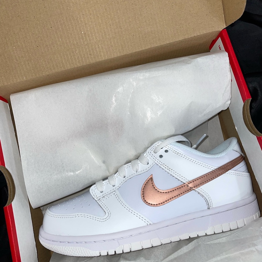 Nike Kids White and Bronze Sneakers